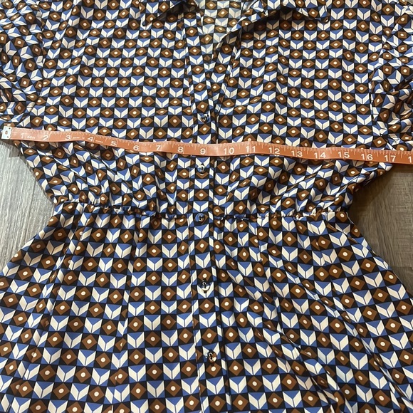 Zara Geometric Print 3/4 sleeve A-line button down collared Dress size S EUC - Picture 5 of 8